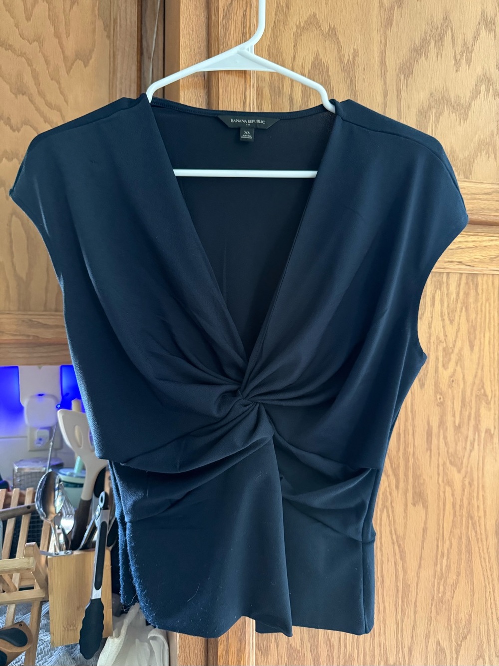 Banana Republic Navy Twist-Front Midi Top